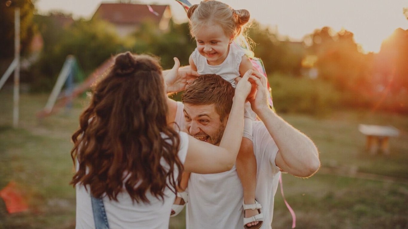 Family on a spring outing in nature