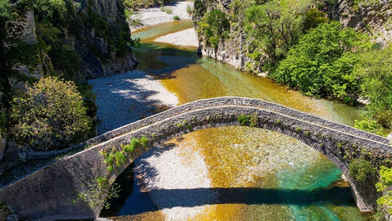 Panoramic view of Thermo with Lake Trichonida