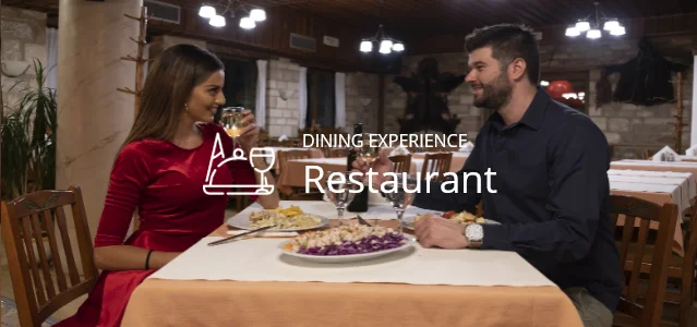 Restaurant interior with elegant dining setup